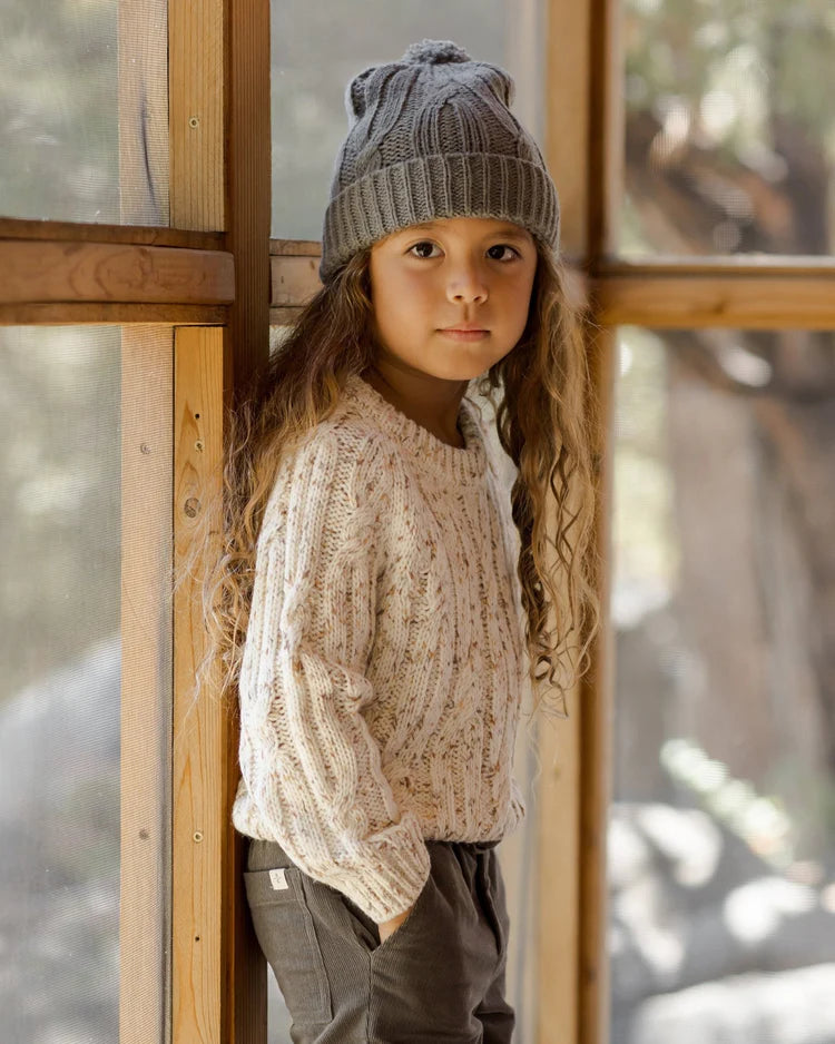 Cable-Knit Sweater | Natural Speckle | Rylee & Cru