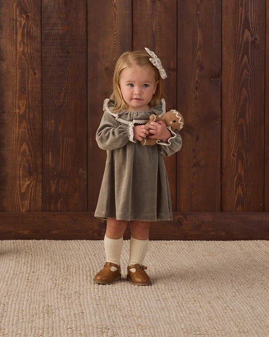 Velour Baby Dress | Spruce | Quincy Mae