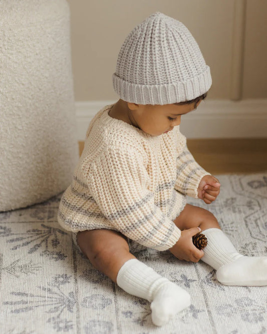 Chunky Knit Beanie | Fog | Quincy Mae