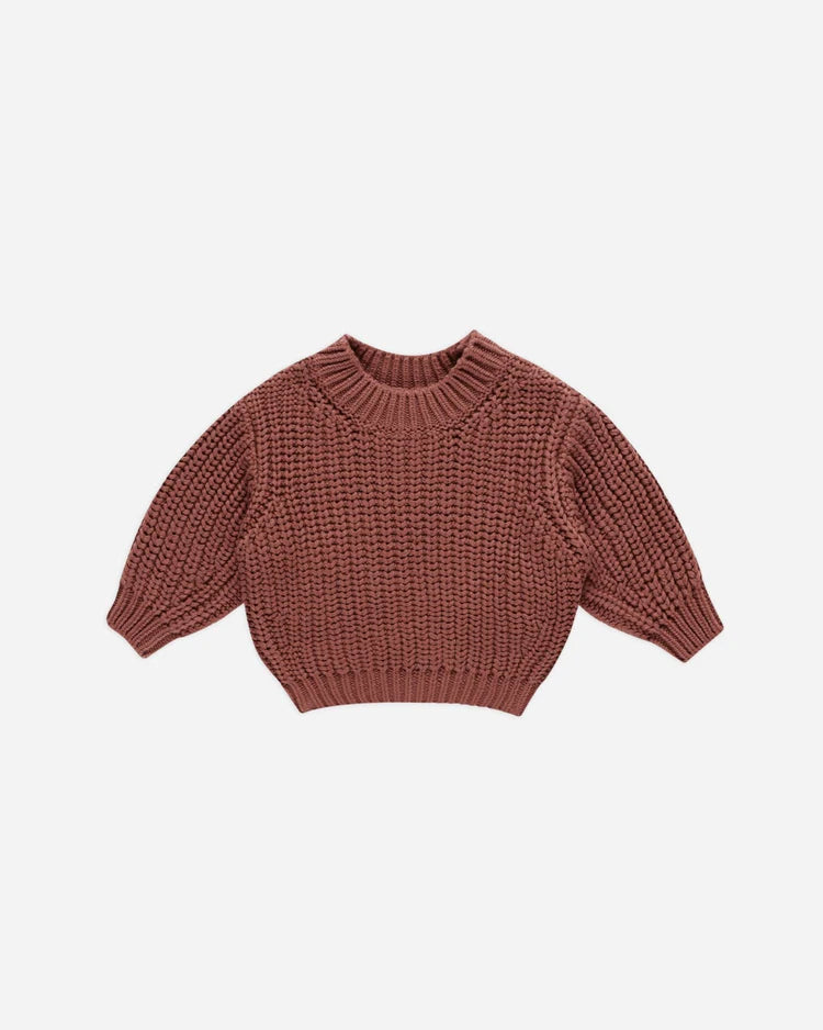 Chunky Knit Sweater | Cranberry | Quincy Mae