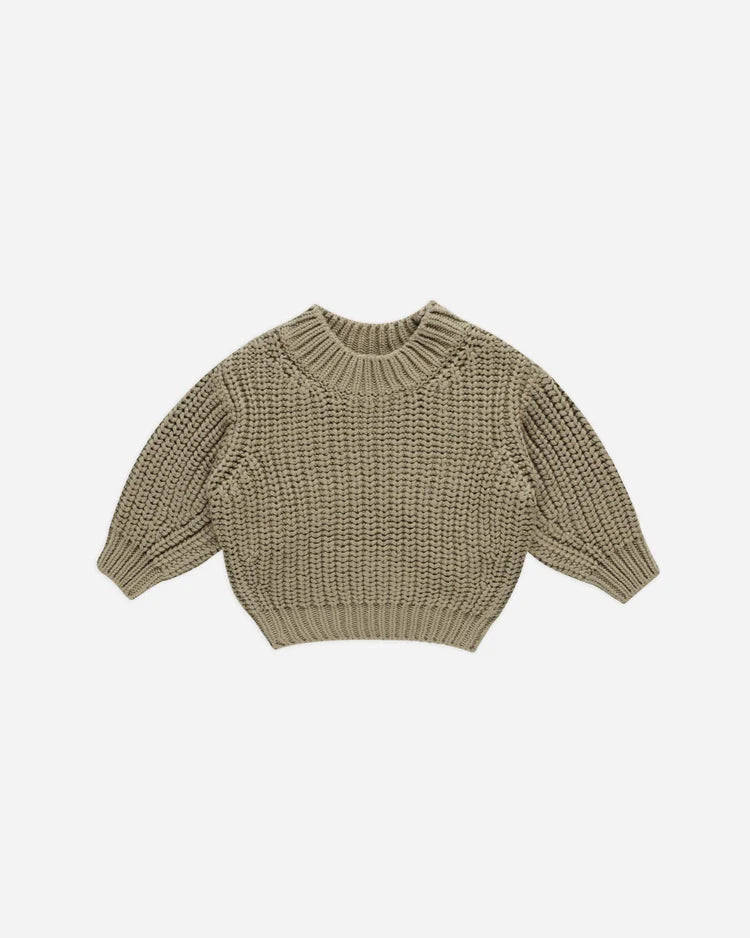 Chunky Knit Sweater | Olive| Quincy Mae