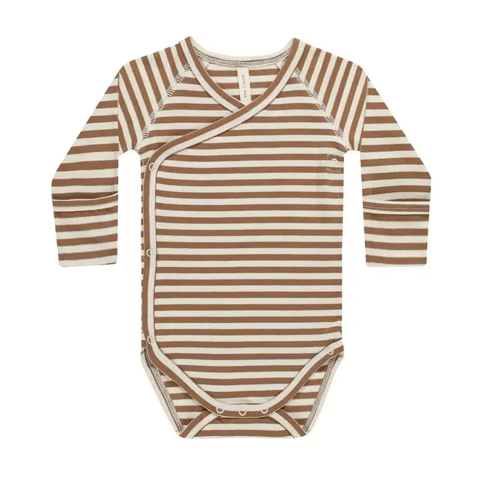 Side Snap Bodysuit | Cinnamon Stripe | Quincy Mae