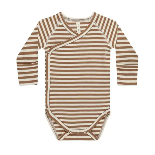 Side Snap Bodysuit | Cinnamon Stripe | Quincy Mae