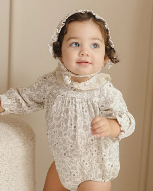 Collared Bubble Romper | Winter Floral | Quincy Mae