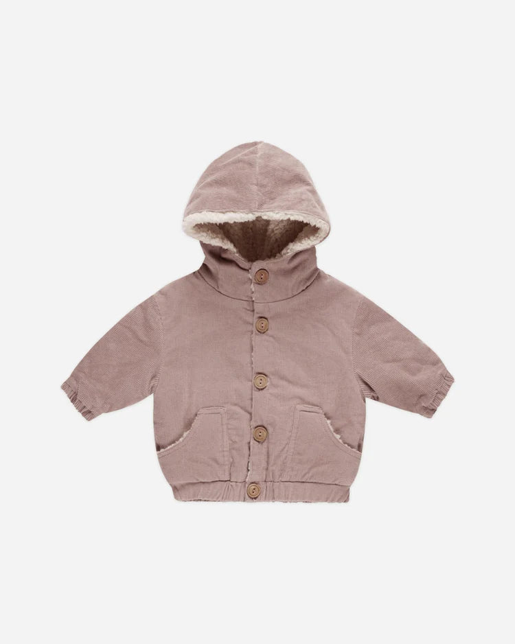 Corduroy Hooded Jacket | Mauve | Quincy Mae