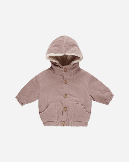 Corduroy Hooded Jacket | Mauve | Quincy Mae