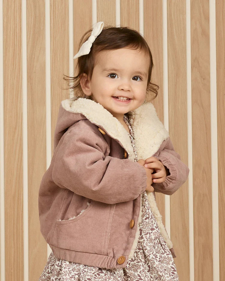 Corduroy Hooded Jacket | Mauve | Quincy Mae