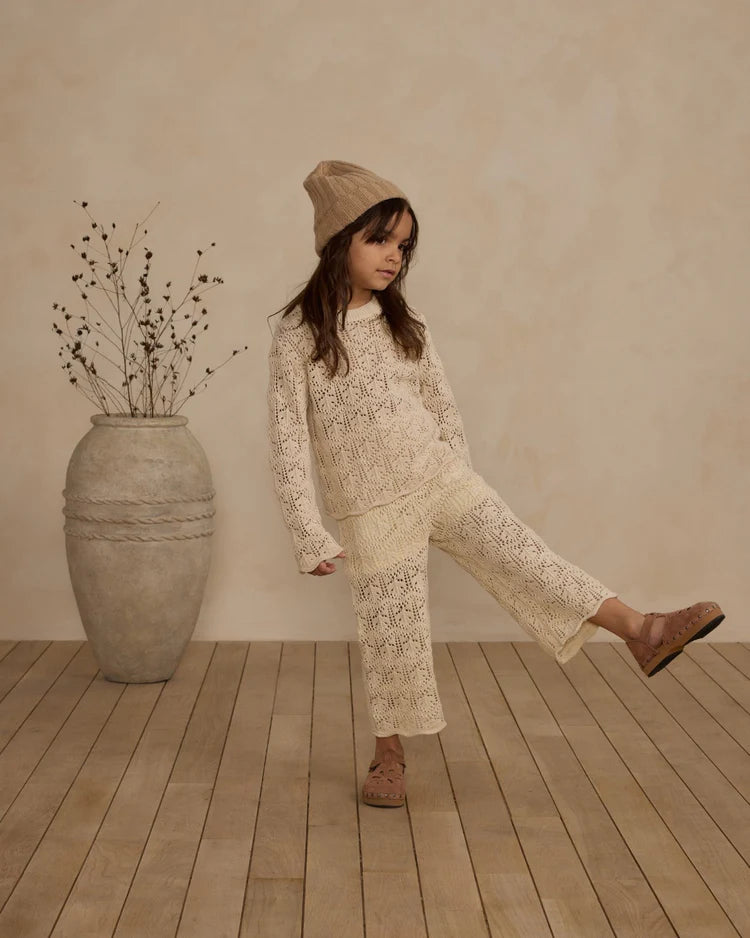 Crochet Knit Pant | Natural | Rylee & Cru