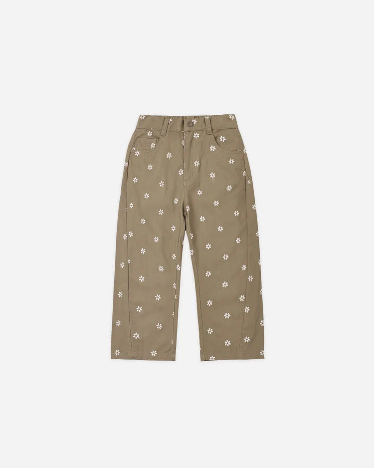 Barrel Pant | Embroidered Daisies | Rylee & Cru