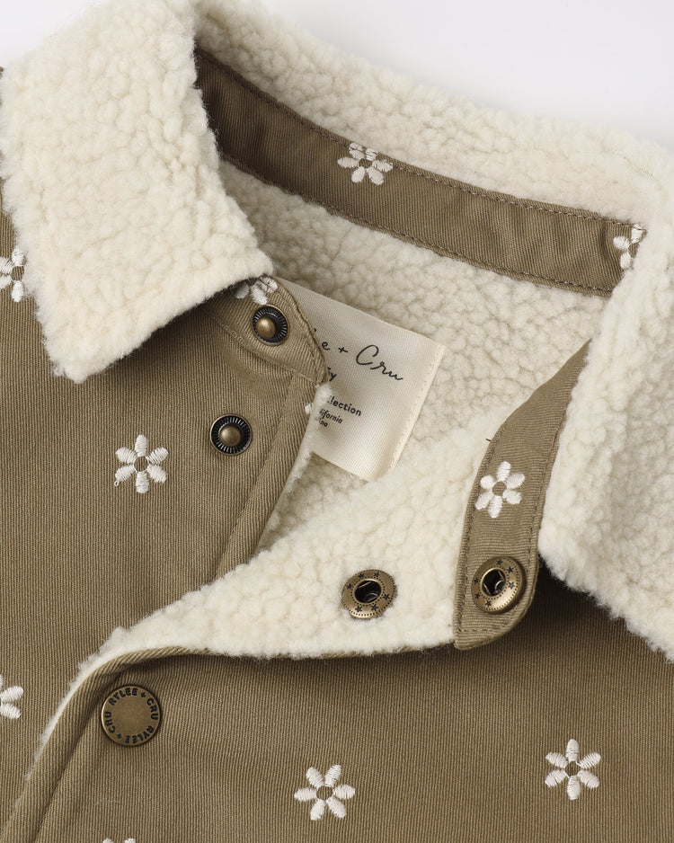 Long Chore Coat | Embroidered Daisies | Rylee & Cru