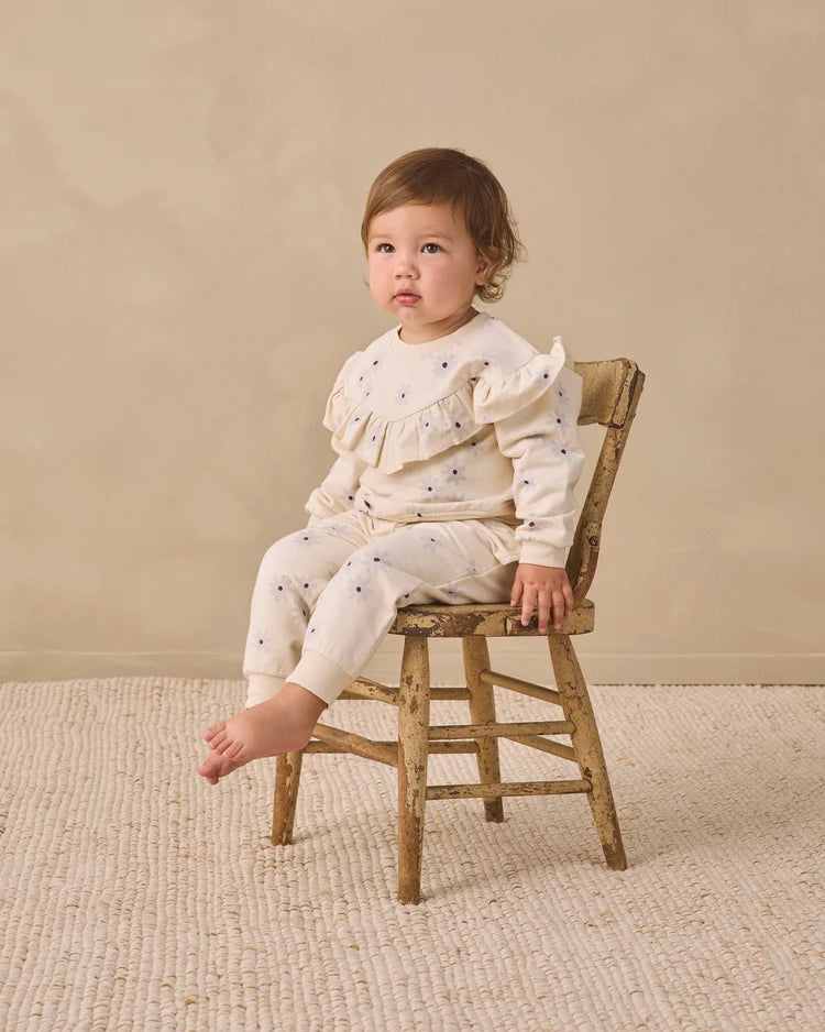 Ruffle Fleece Sweatsuit | Blue Daisy | Quincy Mae