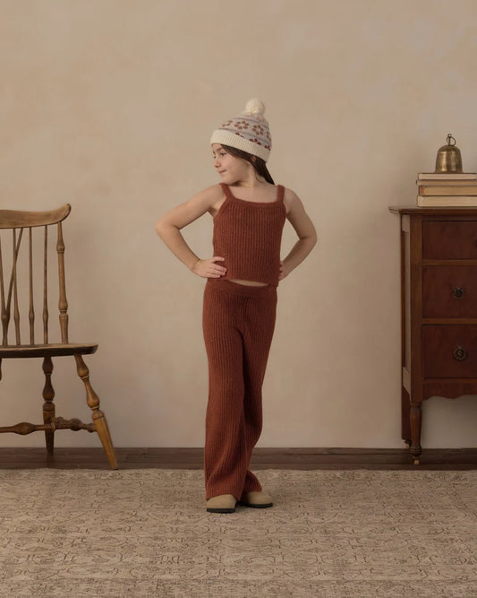Fuzzy Knit Lounge Set | Brick | Rylee & Cru