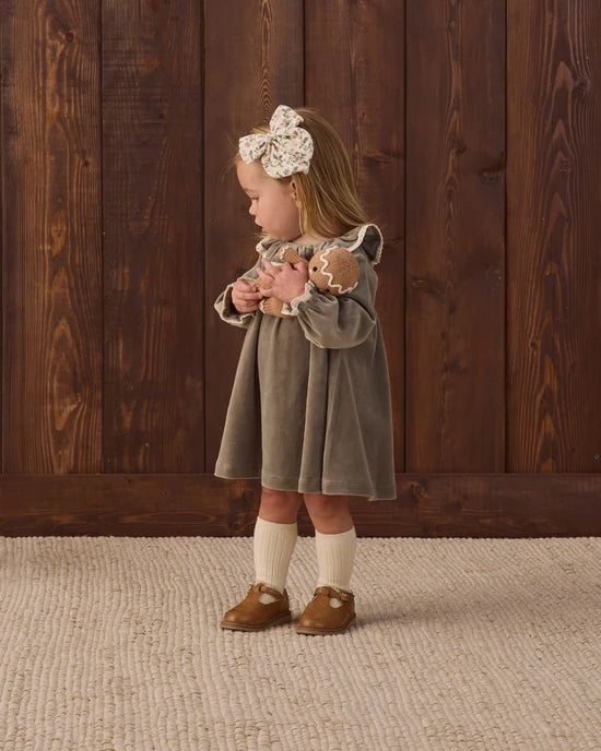 Velour Baby Dress | Spruce | Quincy Mae