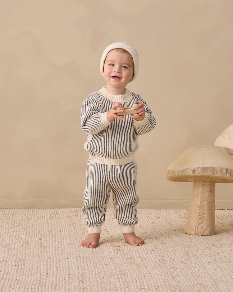 Relaxed Knit Sweater + Chunky Knit Pant Set | Midnight Stripe | Quincy Mae
