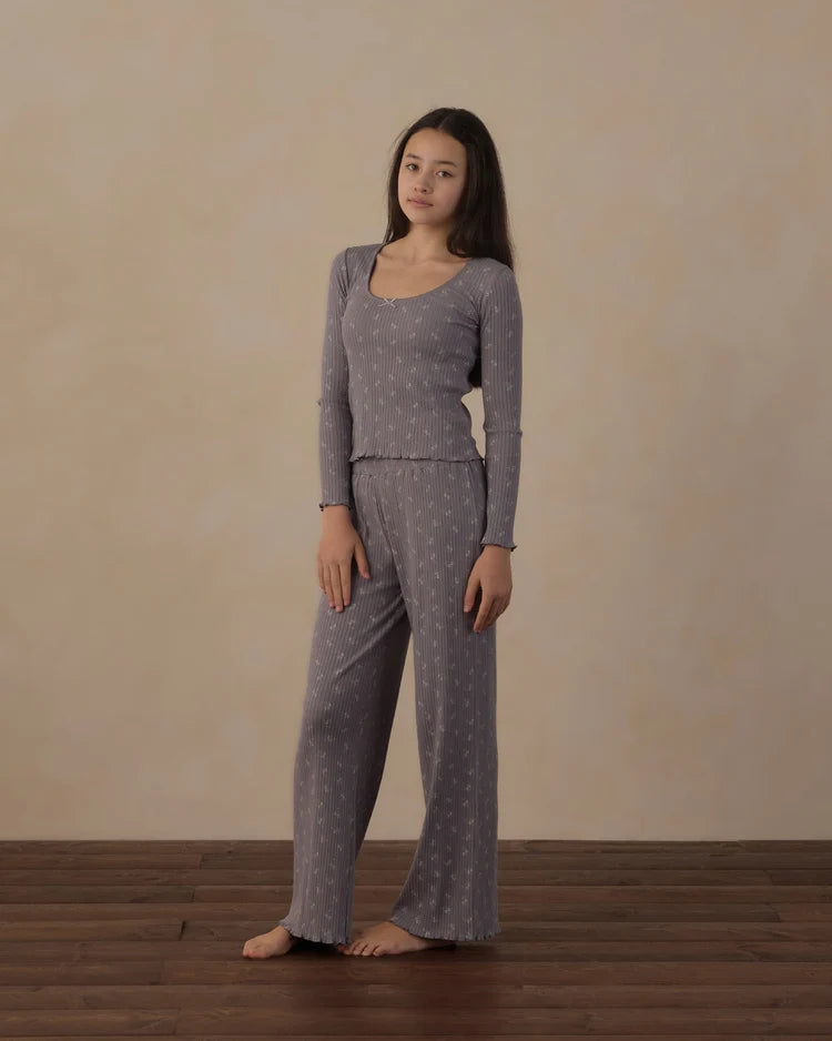 Teen Ribbed Lounge Set | Slate Bloom | Rylee & Cru