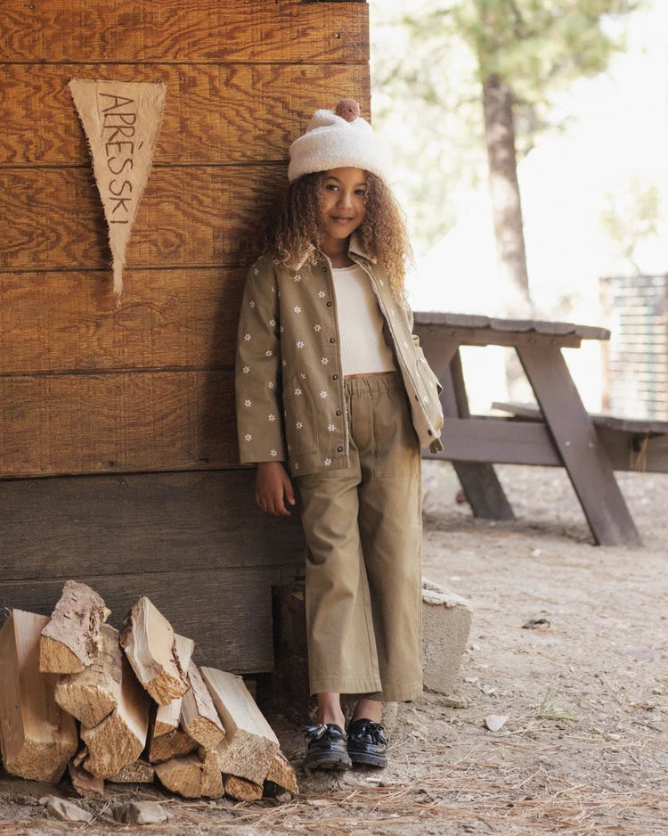 Long Chore Coat | Embroidered Daisies | Rylee & Cru