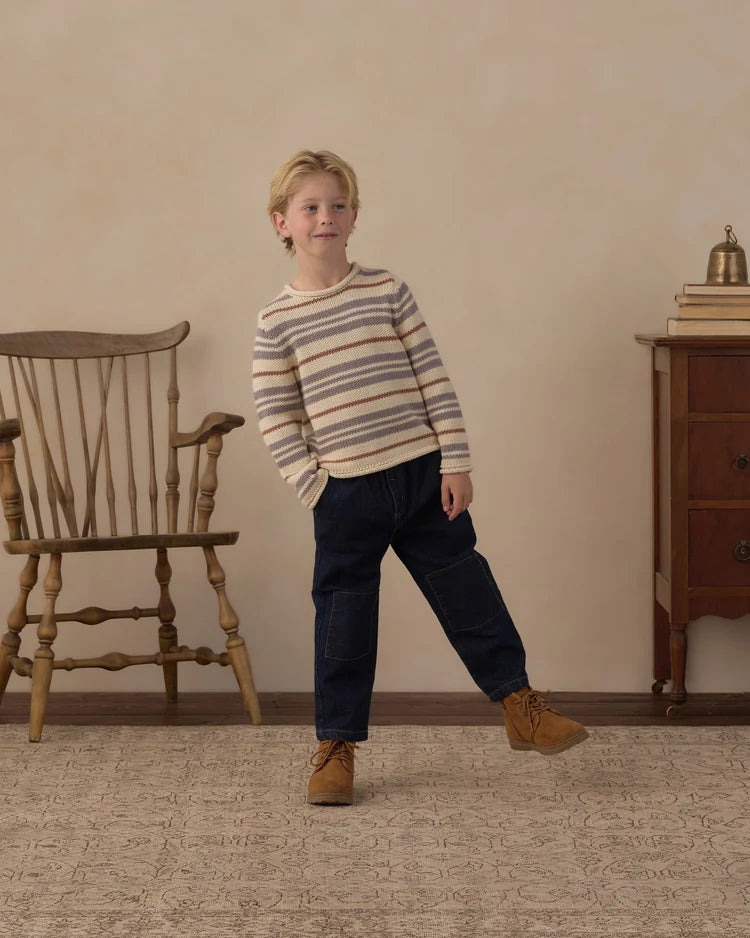 Jacques Sweater | Dusty Blue Stripe | Rylee & Cru