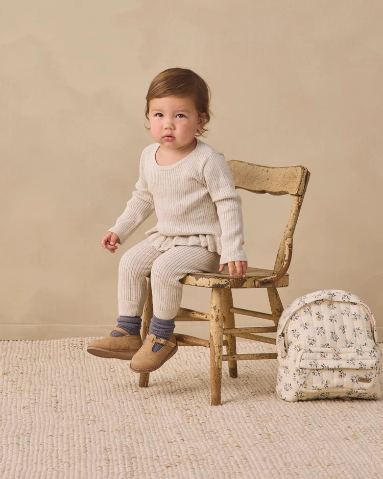 Rib Knit Legging | Heathered Oatmeal | Quincy Mae