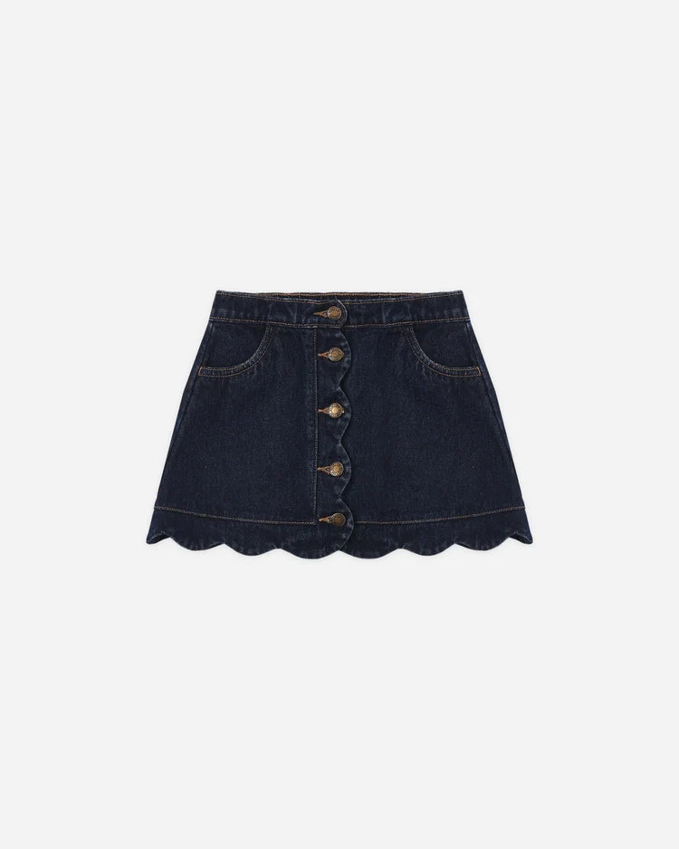 Scallop Mini Skirt | Dark Indigo | Rylee & Cru
