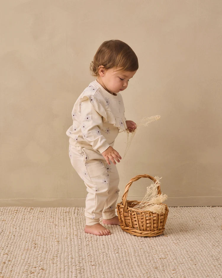 Ruffle Fleece Sweatsuit | Blue Daisy | Quincy Mae