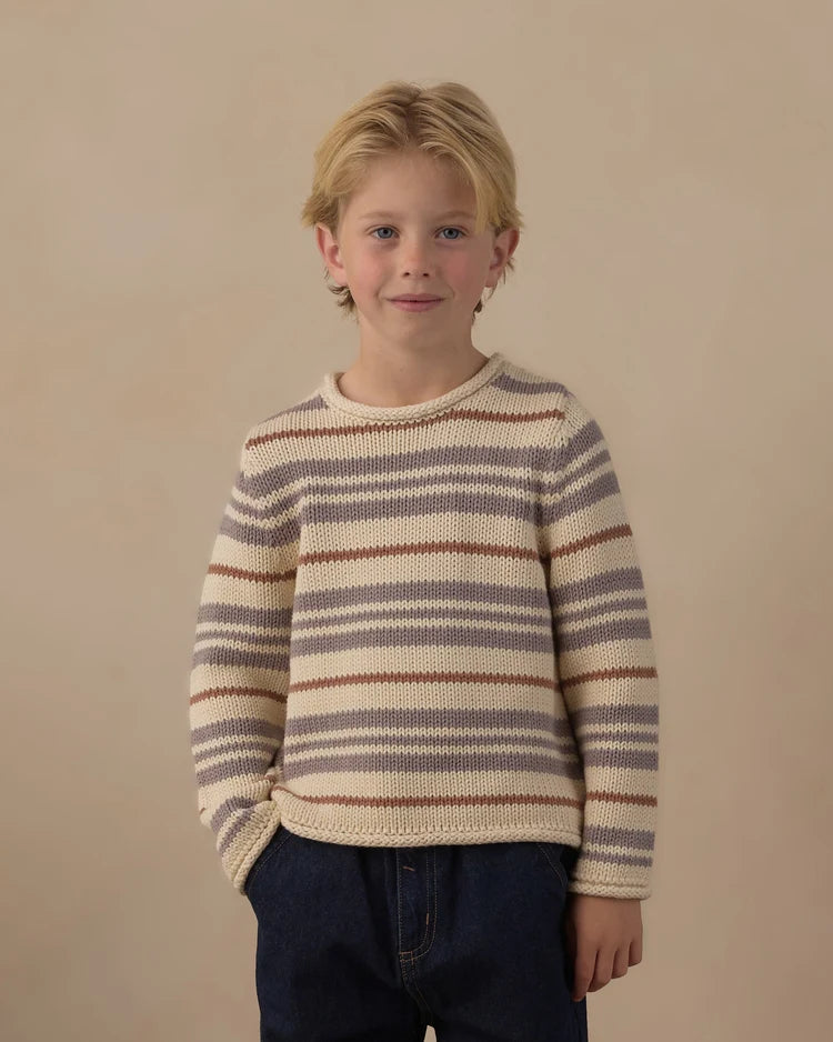 Jacques Sweater | Dusty Blue Stripe | Rylee & Cru