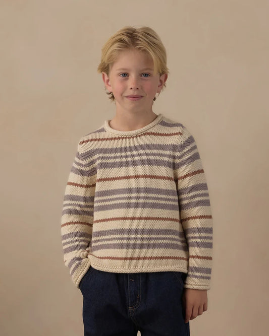 Jacques Sweater | Dusty Blue Stripe | Rylee & Cru