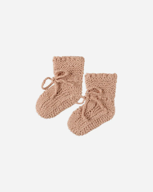 Knit Booties | Heathered Rose | Quincy Mae