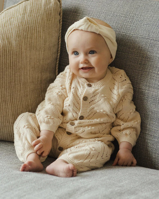 Long Sleeve Bobble Romper | Natural | Quincy Mae