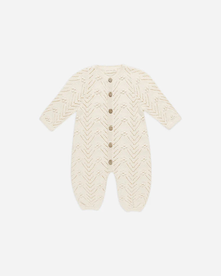 Long Sleeve Bobble Romper | Natural | Quincy Mae