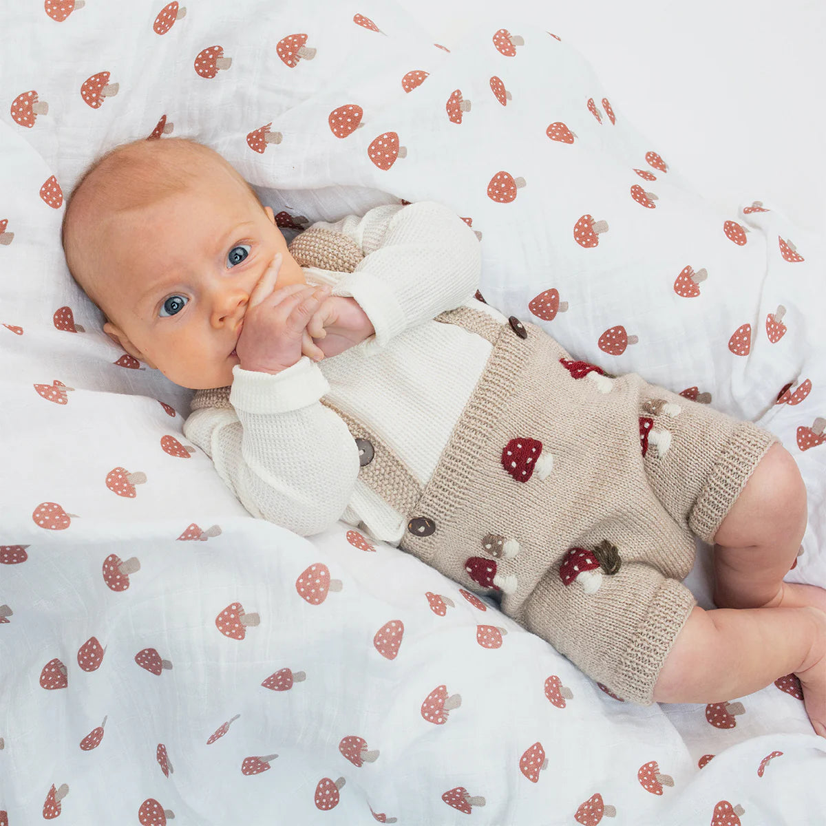 Cotton Swaddle 2 Pack | Mushroom & Sand | Lulujo