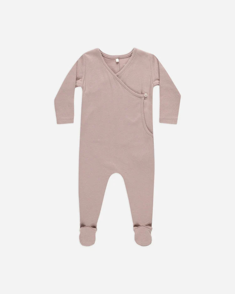 Pointelle Wrap Footie | Mauve | Quincy Mae