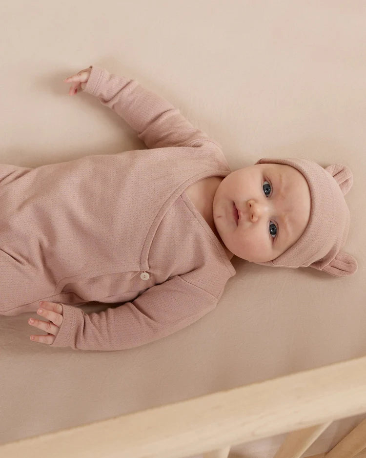 Pointelle Wrap Footie | Mauve | Quincy Mae