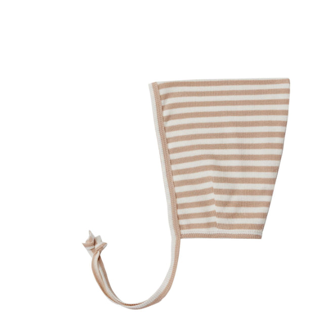 Ribbed Pixie Bonnet | Latte Stripe | Quincy Mae