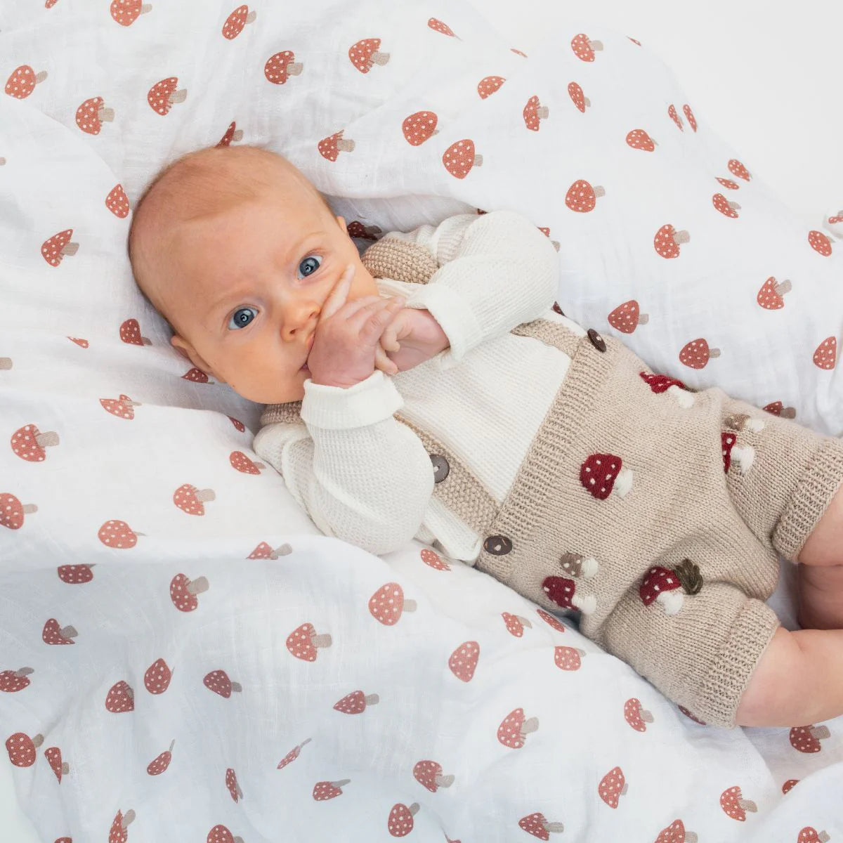 Cotton Muslin Swaddle | Mushroom | Lulujo