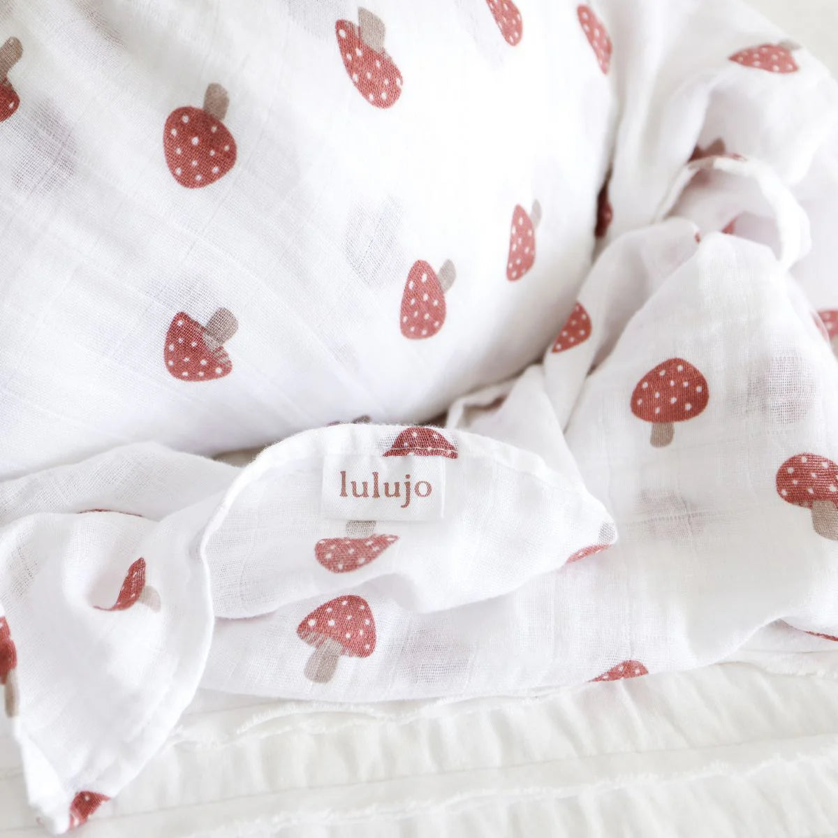 Cotton Muslin Swaddle | Mushroom | Lulujo