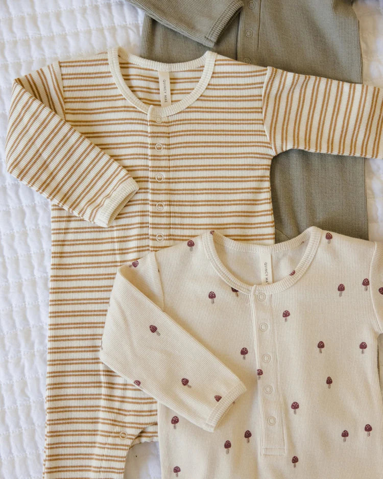 Ribbed Baby Jumpsuit | Golden Stripe | Quincy Mae