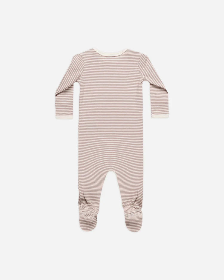 Ribbed Footie | Mauve Stripe | Quincy Mae