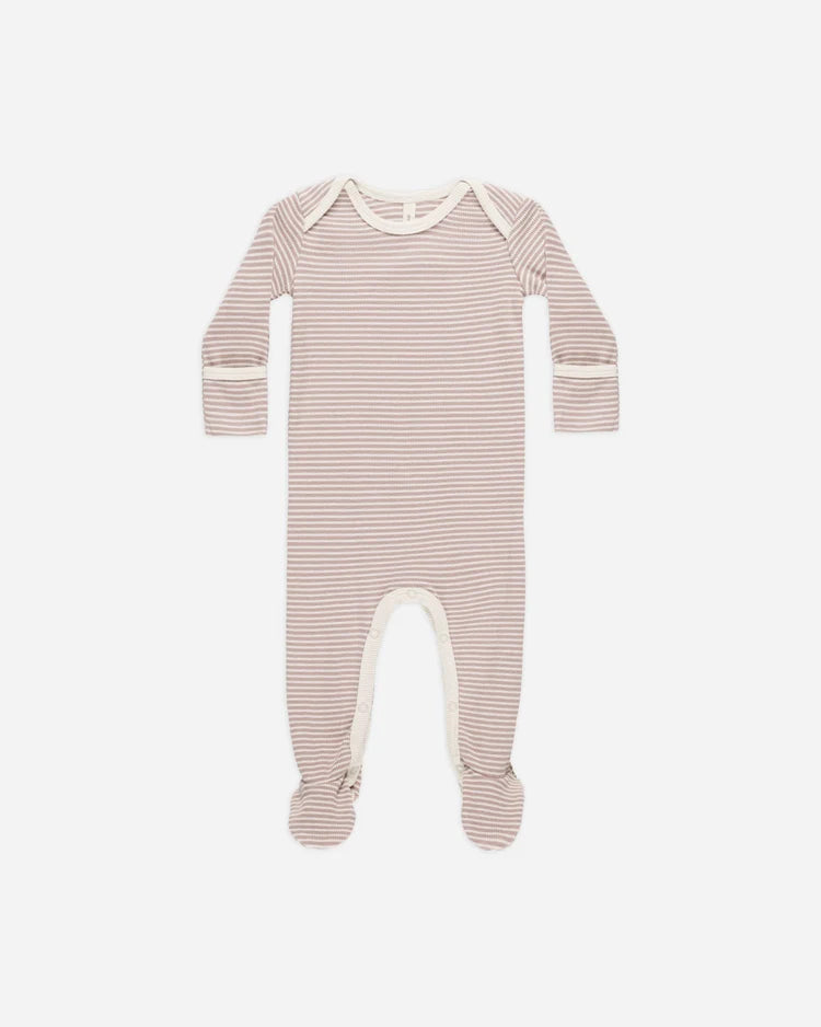 Ribbed Footie | Mauve Stripe | Quincy Mae