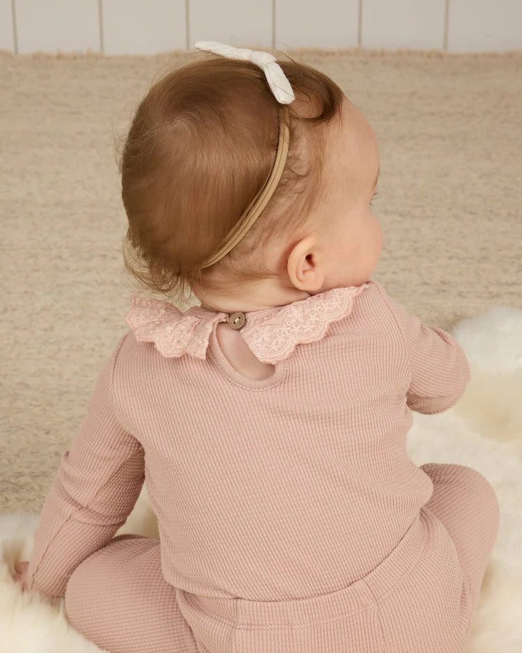 Ruffle Collar Bodysuit | Blush | Quincy Mae