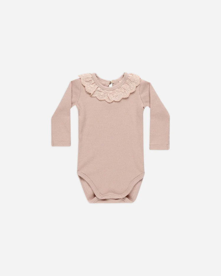 Ruffle Collar Bodysuit | Blush | Quincy Mae