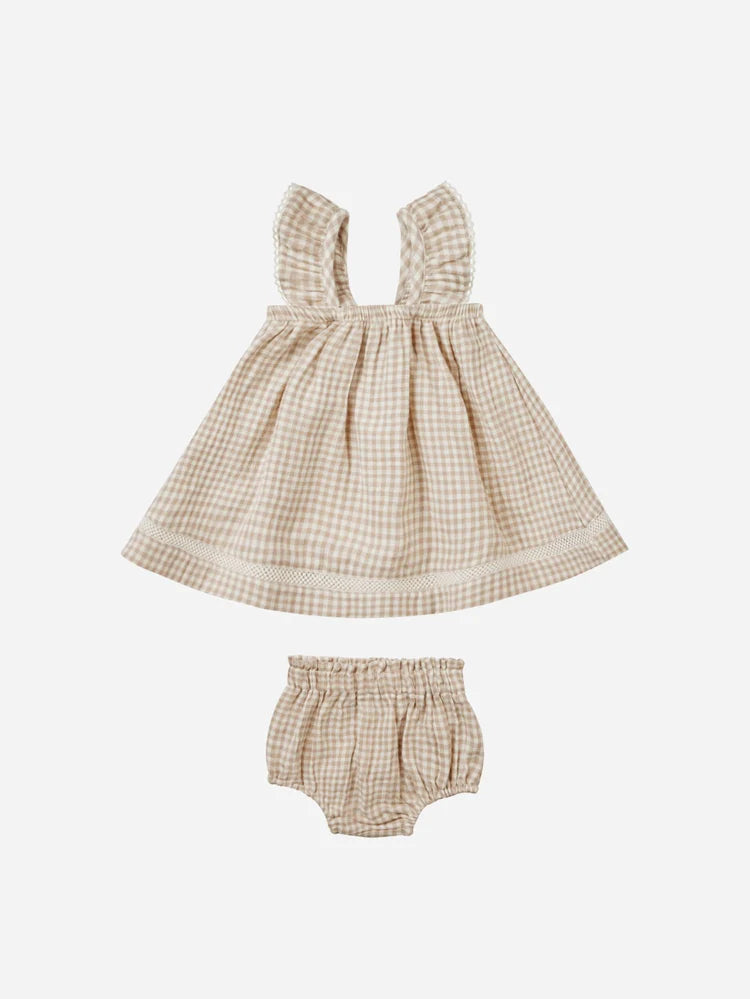 Ruffle Tank Dress | Quincy Mae | Oat Gingham