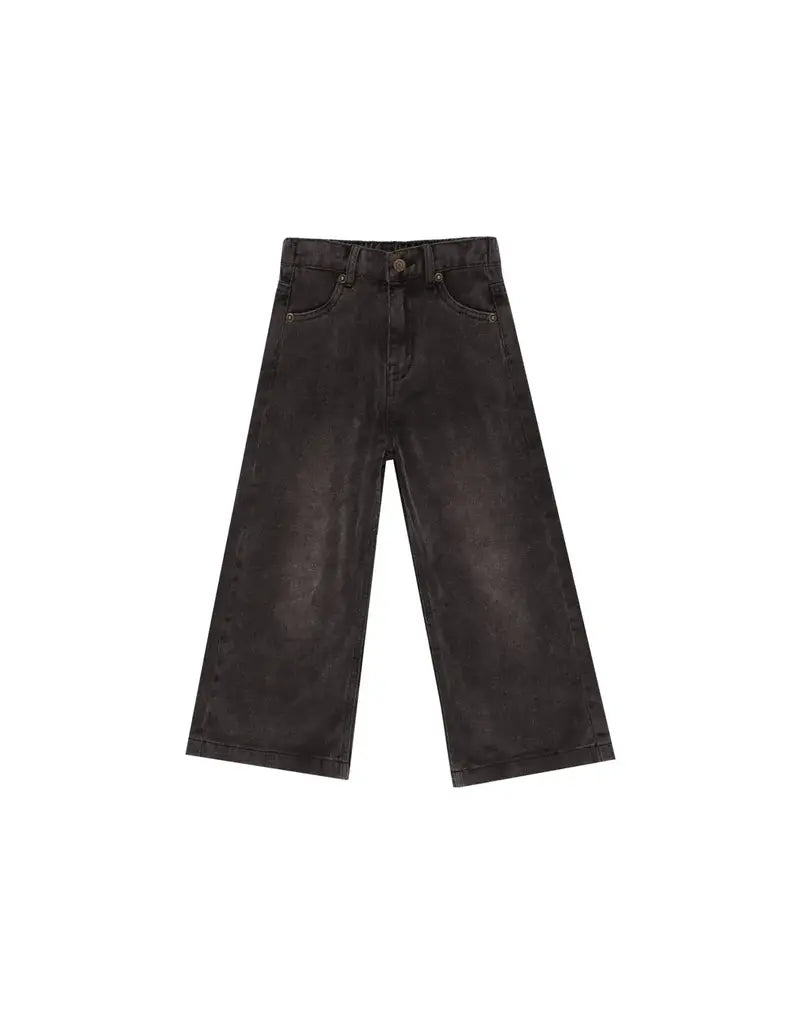 Straight Leg Wide Pant | Washed Black | Rylee & Cru