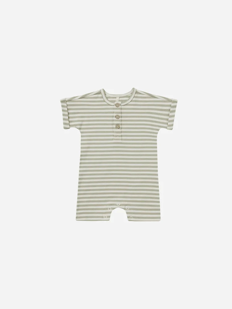 Short Sleeve One-Piece | Quincy Mae | Sage Stripe