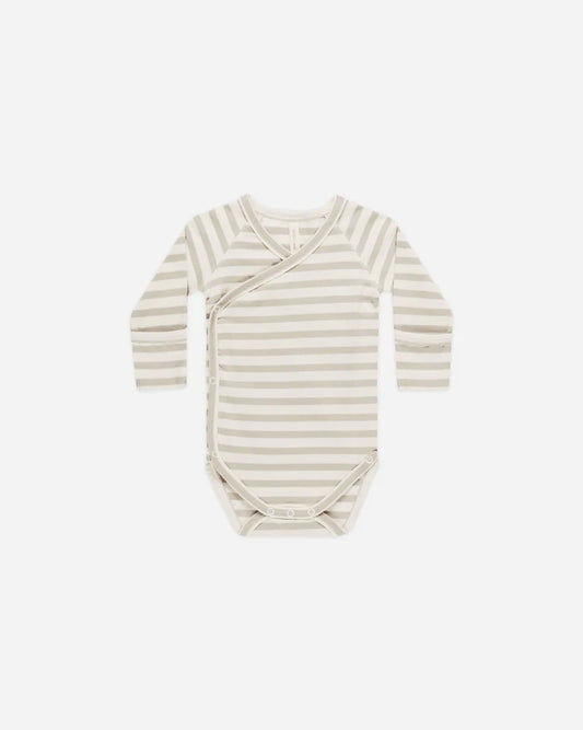 Side Snap Bodysuit | Grey Stripe | Quincy Mae