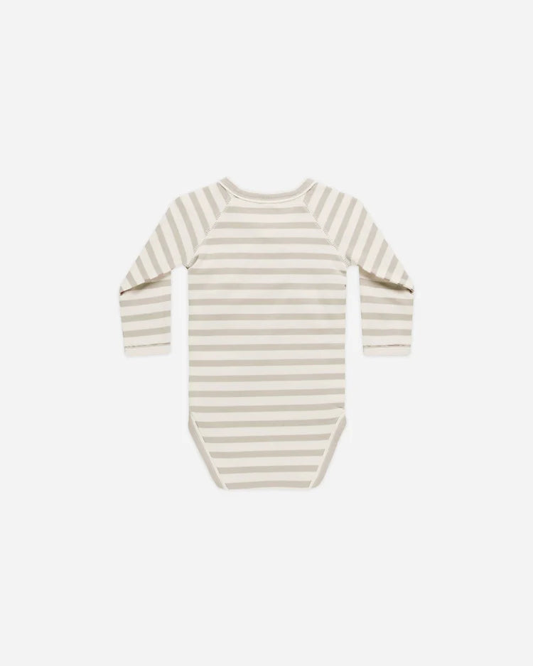 Side Snap Bodysuit | Grey Stripe | Quincy Mae