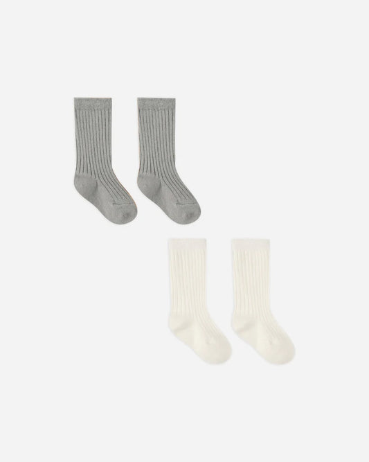 Socks Set | Ivory, Dusty Blue | Quincy Mae