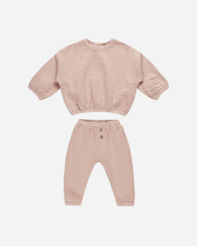 Textured Sweat Set | Blush | Quincy Mae