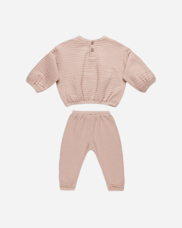 Textured Sweat Set | Blush | Quincy Mae