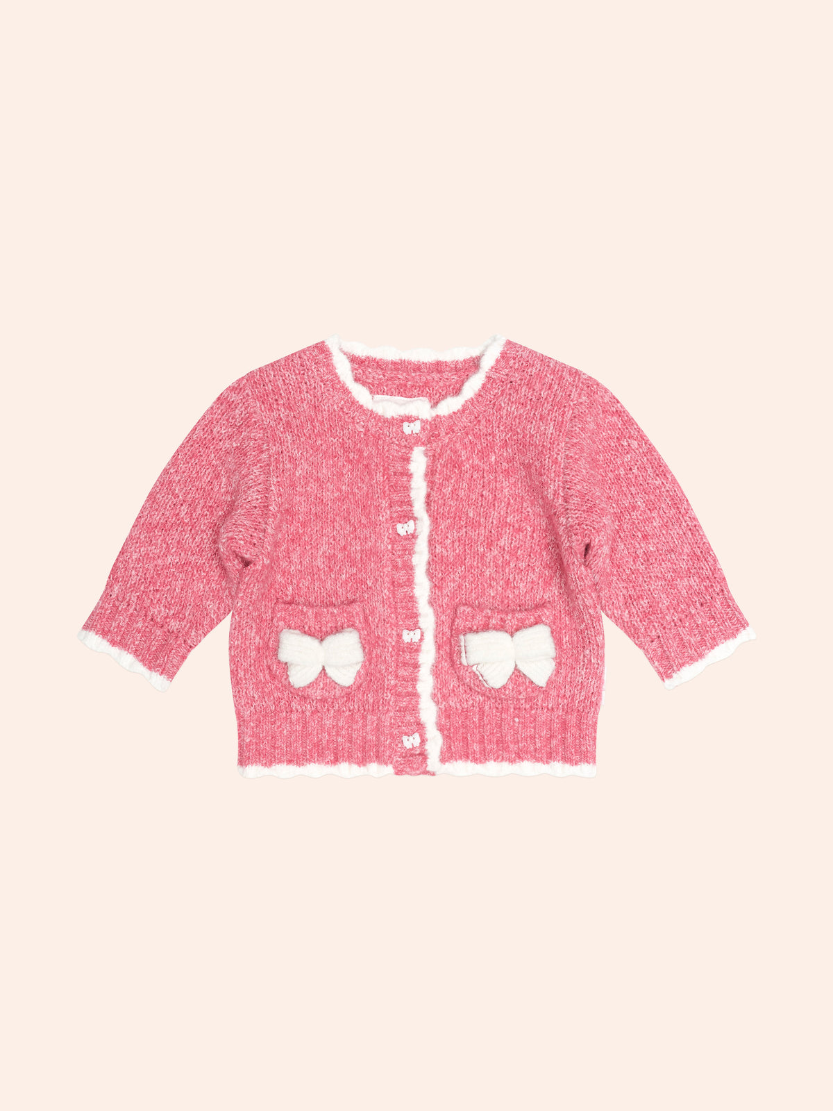 Bow Scalloped Cardi | Berry | Hux Baby