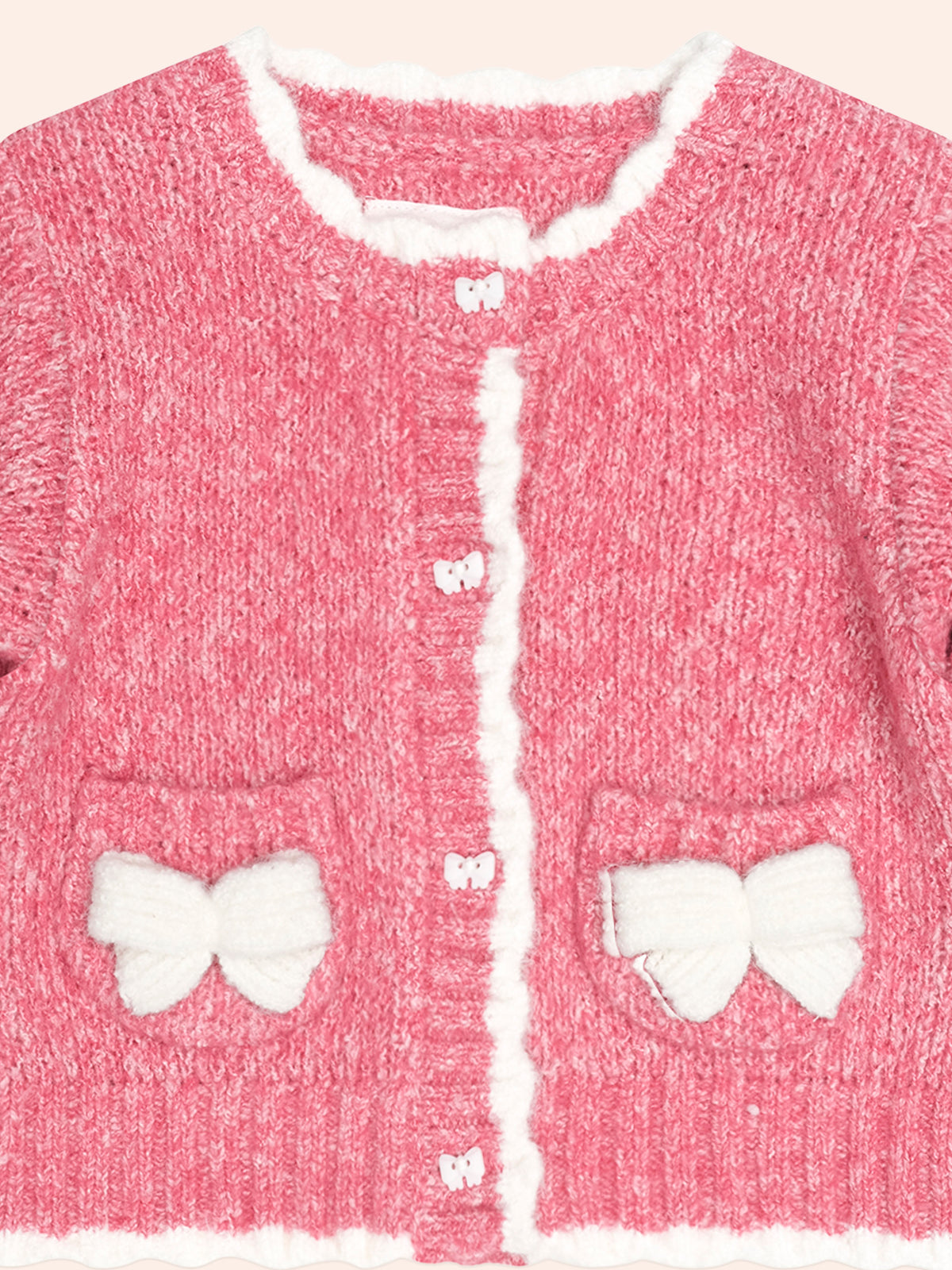 Bow Scalloped Cardi | Berry | Hux Baby